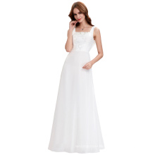 Kate Kasin Sleeveless Square Neck White Long Chiffon Evening Dress 2016 8 Size US 2~16 KK000131-1